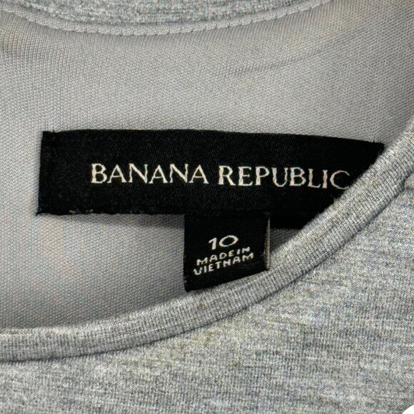 Banana Republic Daisy Embellished Gray Sleeveless Dress Size 10 ponte knit - Picture 2 of 13